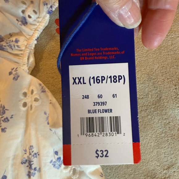 NWT Limited Too White eyelet romantic corset style camisole blue flowers XXL - Picture 12 of 12